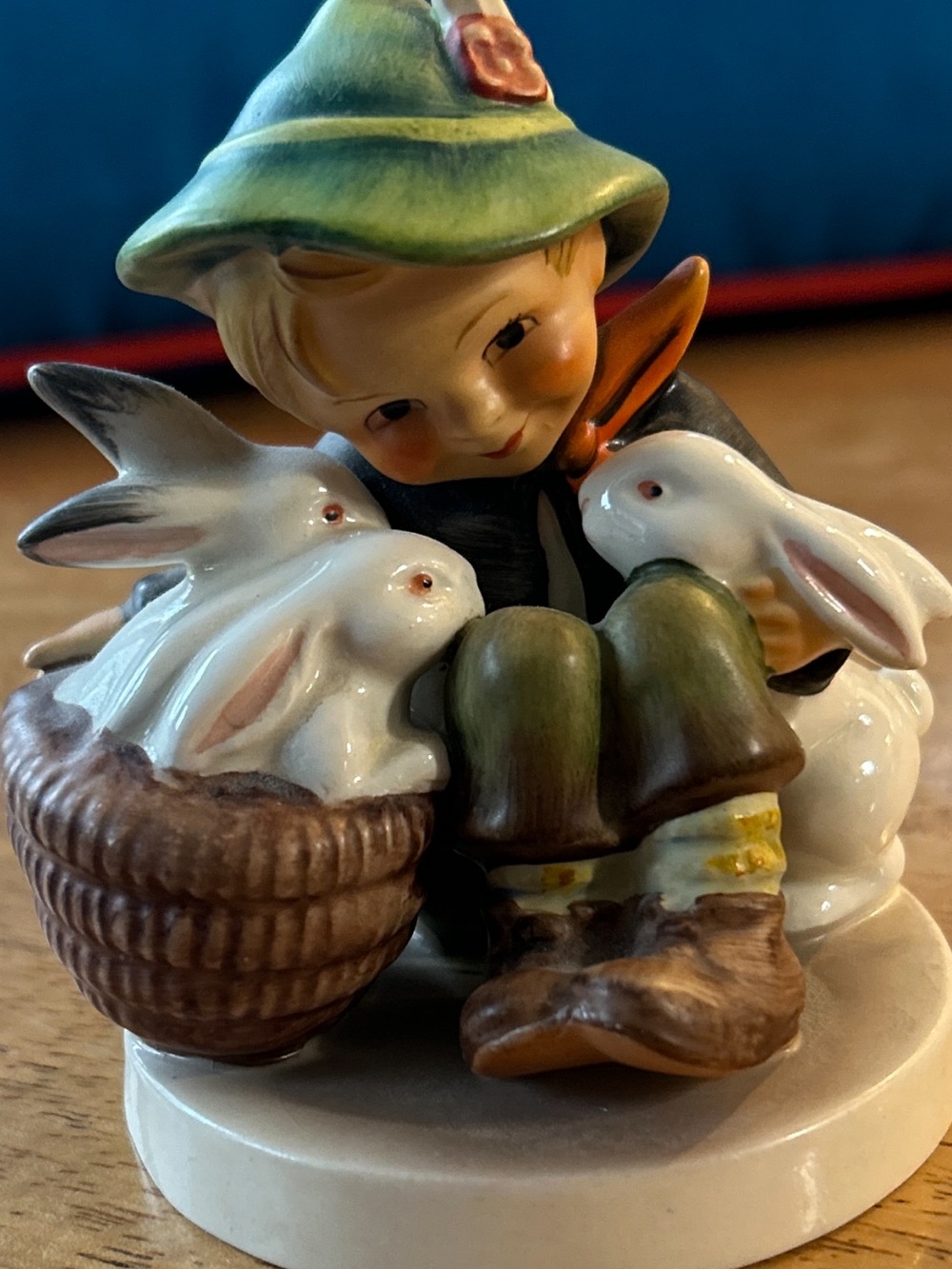 Goebel Hummel Playmates Figurine Boy w Bunnies Rabbits 1950’s